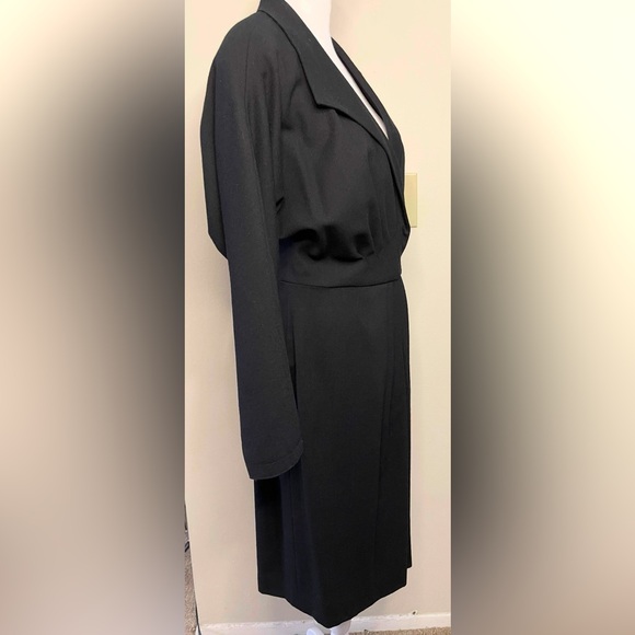 Pia Rucci Women’s Black Vintage Dress 100 % Wool Wrap Long Sleeves Size 10. NWT - Picture 11 of 17
